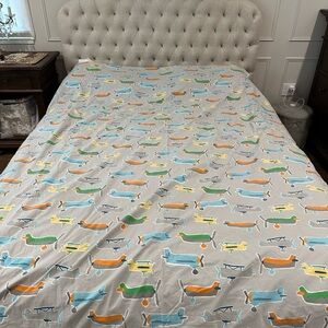 Pottery Barn Kids Airplane Duvet Cover - Gray, Blue, Green, Orange